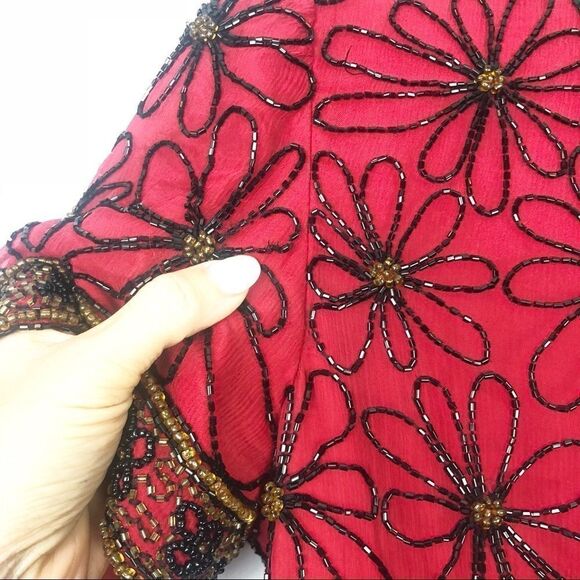 PAPELL BOUTIQUE | Vintage Silk Beaded Top Small - Picture 5 of 8